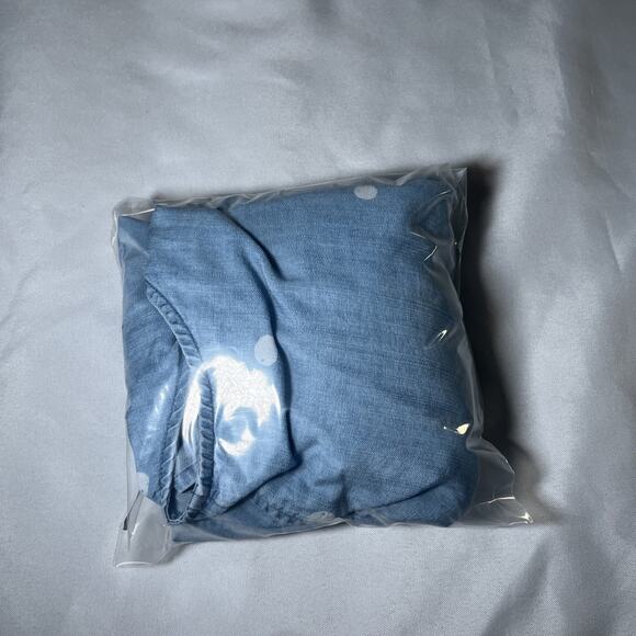 Cloth & Stone Chambray Polka Dot Top Tie Back Size S Bell Sleeve Boxy Lyocell - Picture 7 of 7